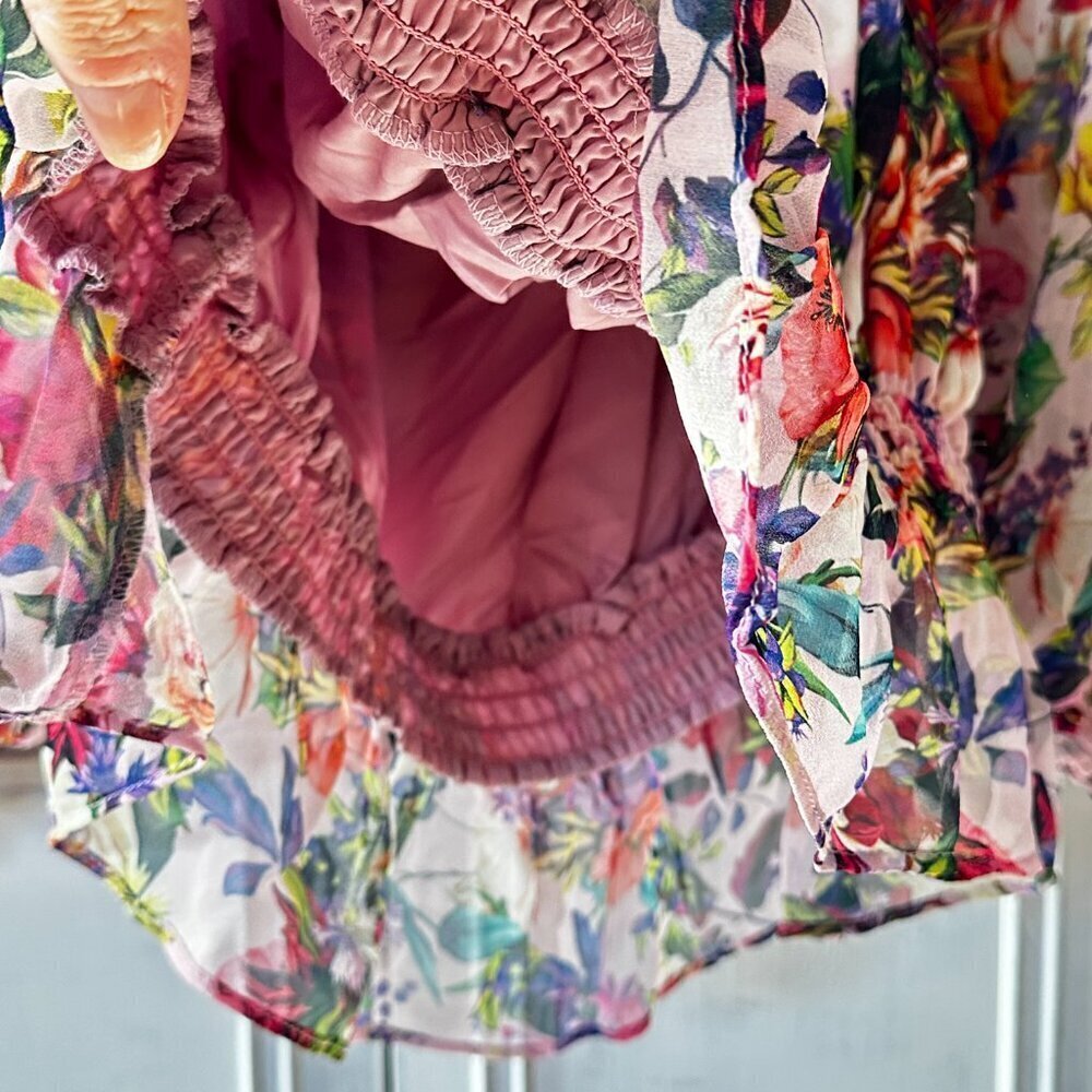 AQUA Mary Katrantzou Floral Off The Shoulder Smocked Top 1X NWT - Picture 5 of 10